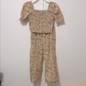 Japna Floral Top & Cropped Pants Size 8 EUC